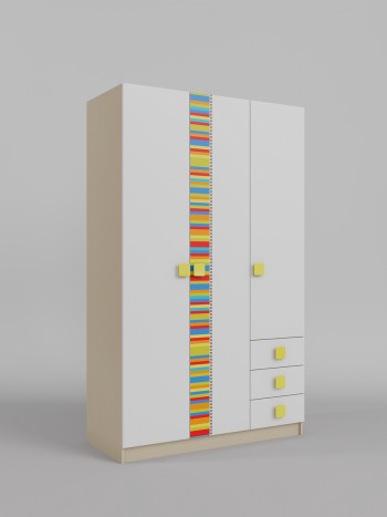 Шкаф 3-х створчатый с ящиками Клаксон без машинок (Белый/корпус Клен) в Бердске - berdsk.mebel54.com | фото