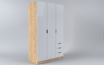 Шкаф 3-х створчатый с ящиками Лофт (Белый/корпус Дуб Сонома) в Бердске - berdsk.mebel54.com | фото