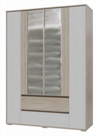 Шкаф 4-х дверный с ящиками Мальта 1600 Дуб сонома/Рамух белый в Бердске - berdsk.mebel54.com | фото