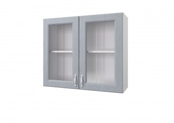 Шкаф 80 с 2-мя витринами Принцесса (Серый/корпус Белый) в Бердске - berdsk.mebel54.com | фото