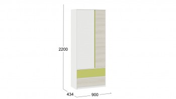 Шкаф для одежды комбинированный «Сканди» Дуб Гарден/Белый/Зеленый в Бердске - berdsk.mebel54.com | фото