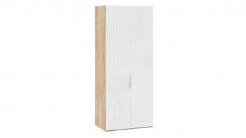 Шкаф для одежды с 2 глухими дверями «Эмбер» Яблоня Беллуно/Белый глянец в Бердске - berdsk.mebel54.com | фото