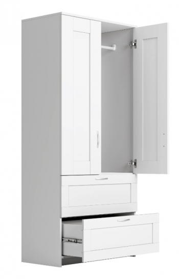 Шкаф двухдверный Сириус с 2 ящиками белый в Бердске - berdsk.mebel54.com | фото