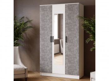 Шкаф комбинированный Ларс (1,2) с зеркалом белый/ателье светлое в Бердске - berdsk.mebel54.com | фото