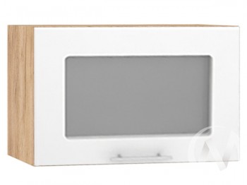 Шкаф со стеклом Валерия-М ШВГС-500 (Белый глянец/Дуб Крафт Золотой/верхний/горизонтальный) в Бердске - berdsk.mebel54.com | фото