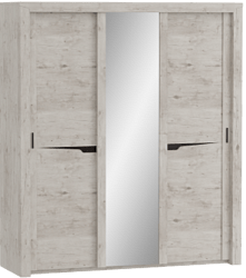 Шкаф трехдверный Соренто с раздвижными дверями Дуб бонифаций/Кофе структурный матовый в Бердске - berdsk.mebel54.com | фото
