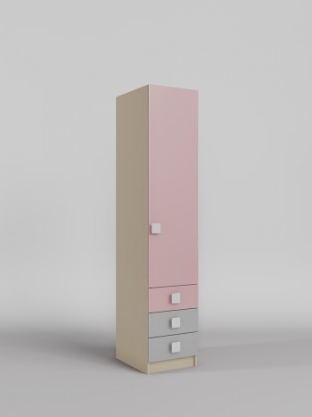 Шкаф угловой (секция с ящиками) Грэйси (Розовый/Серый/корпус Клен) в Бердске - berdsk.mebel54.com | фото