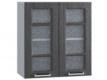 Шкаф верхний со стеклом 600, ШВС 600 (Клен серый/корпус белый) в Бердске - berdsk.mebel54.com | фото