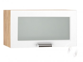Шкаф верхний со стеклом Прага ШВГС 600 (Белое дерево/корпус дуб крафт золотой) в Бердске - berdsk.mebel54.com | фото