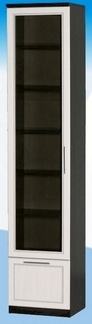 Шкаф высокий с ящиком и стеклодверью ДЛЯ ГОСТИНОЙ ШВЯС-450 Венге/Дуб выбеленный в Бердске - berdsk.mebel54.com | фото