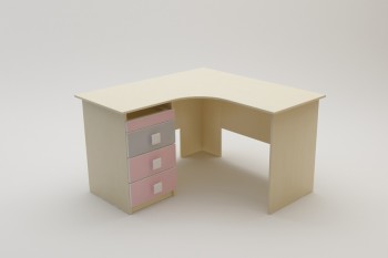 Стол угловой Грэйси (Розовый/Серый/корпус Клен) в Бердске - berdsk.mebel54.com | фото
