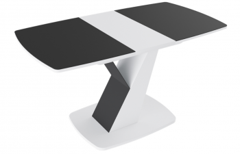 Стол обеденный «Гарда» Тип 1 (Белый/Стекло матовое черный графит) в Бердске - berdsk.mebel54.com | фото