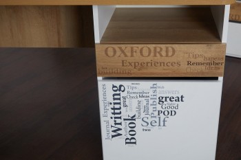 Стол с ящиками «Оксфорд» (Ривьера/Белый с рисунком) в Бердске - berdsk.mebel54.com | фото